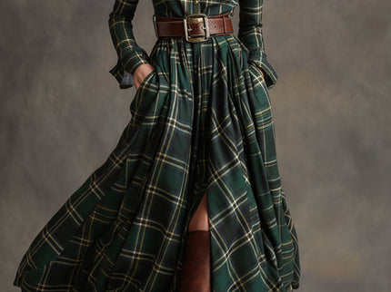 Giulietta – Maxikleid mit Karomuster und Gürtel