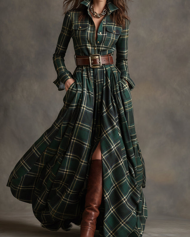 Giulietta – Maxikleid mit Karomuster und Gürtel