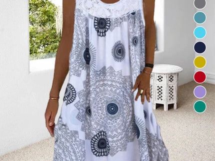 Breezia™ – Sommerliches Ärmelloses Kleid mit Print und Spitzendetails für Damen