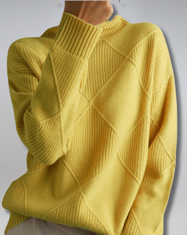 Gemütlicher geometrischer Strickpullover mit Rollkragen