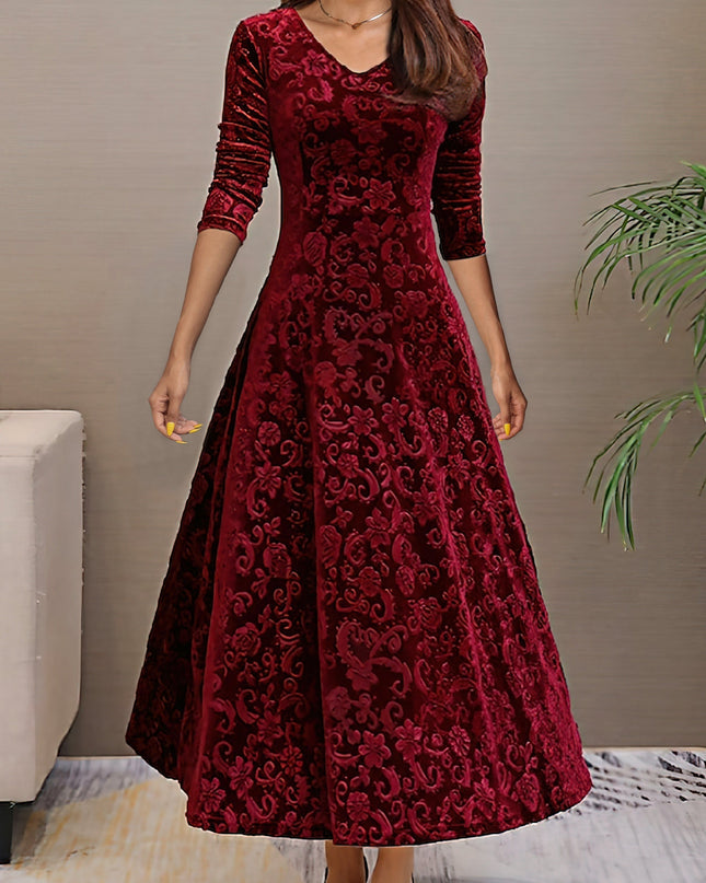 Anny™ - Elegantes Festkleid aus Samt mit V-Ausschnitt