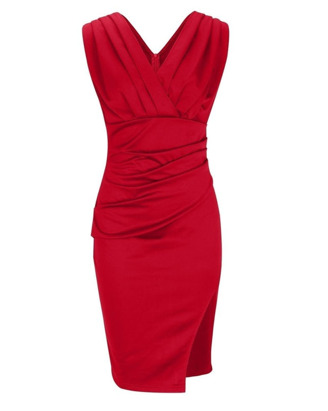 Brenda | Figurbetontes Kleid mit V-Ausschnitt und Schlitz