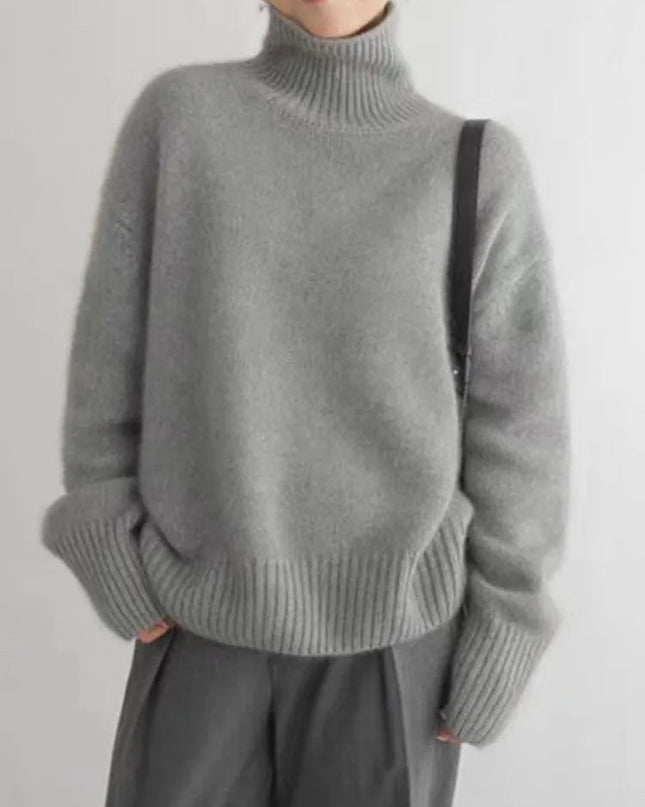 Gemütlicher weicher Strickpullover mit Rollkragen für herbstliche Schichten
