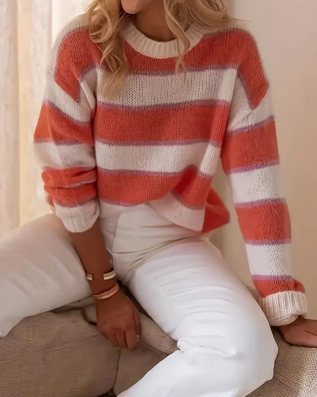 Gigi -Gestreifter Pullover in Blush