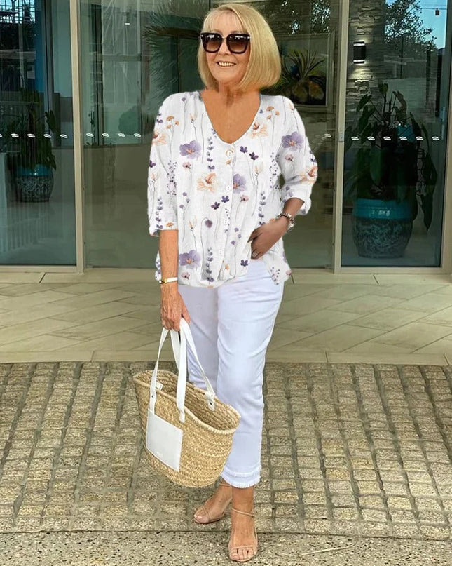 Bellamy | Florale Französische Vintage-Bluse