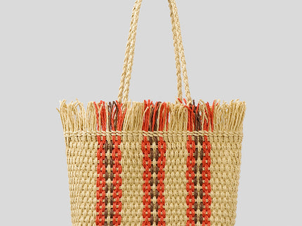 Strahlende Strandtasche aus handgewebten Materialien mit geräumigem Fassungsvermögen