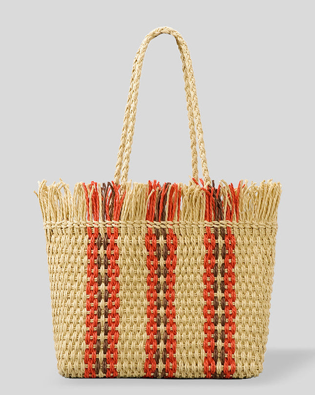 Strahlende Strandtasche aus handgewebten Materialien mit geräumigem Fassungsvermögen