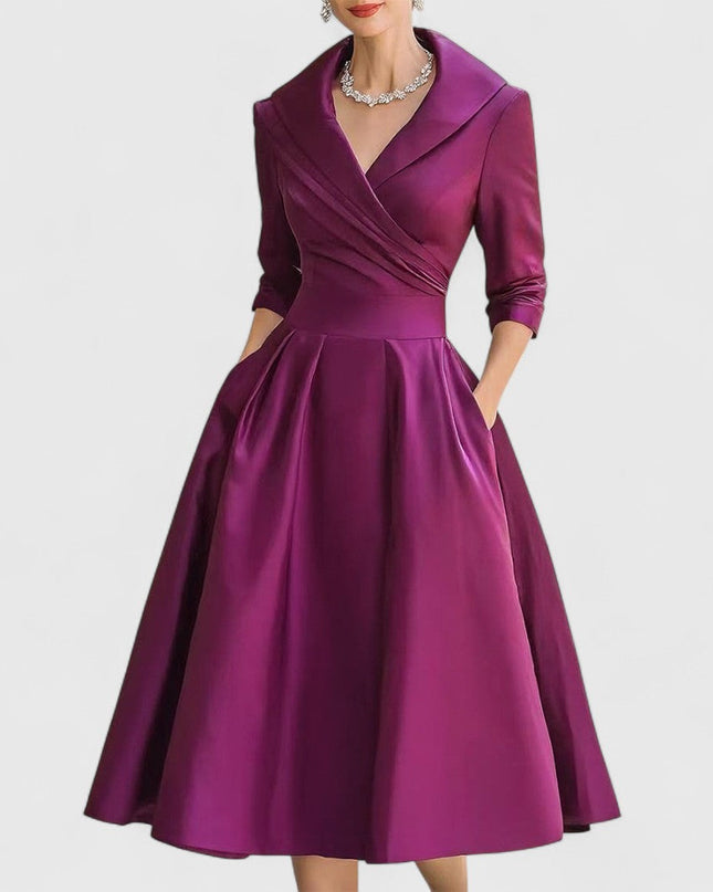 Rosalie | Elegante midi-jurk met een subtiele glans