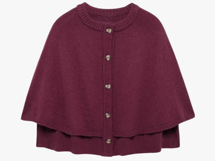 Chloë | Strick-Cape mit Knöpfen und Gestuftem Saum