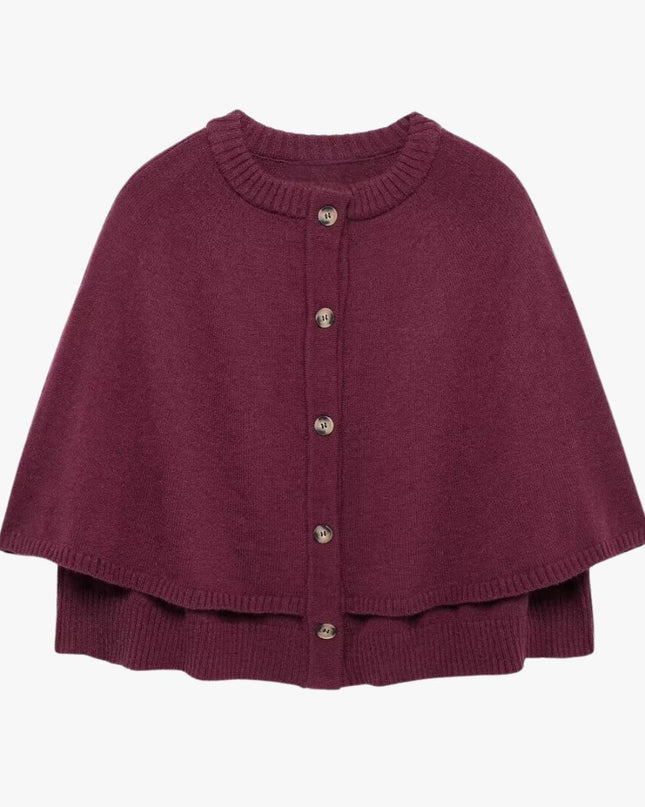 Chloë | Strick-Cape mit Knöpfen und Gestuftem Saum