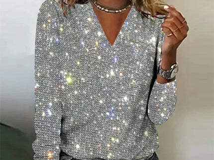 Priscilla - Strahlender Pullover mit V-Ausschnitt für einen eleganten Look