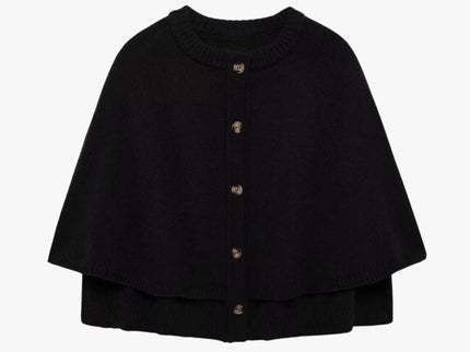 Chloë | Strick-Cape mit Knöpfen und Gestuftem Saum