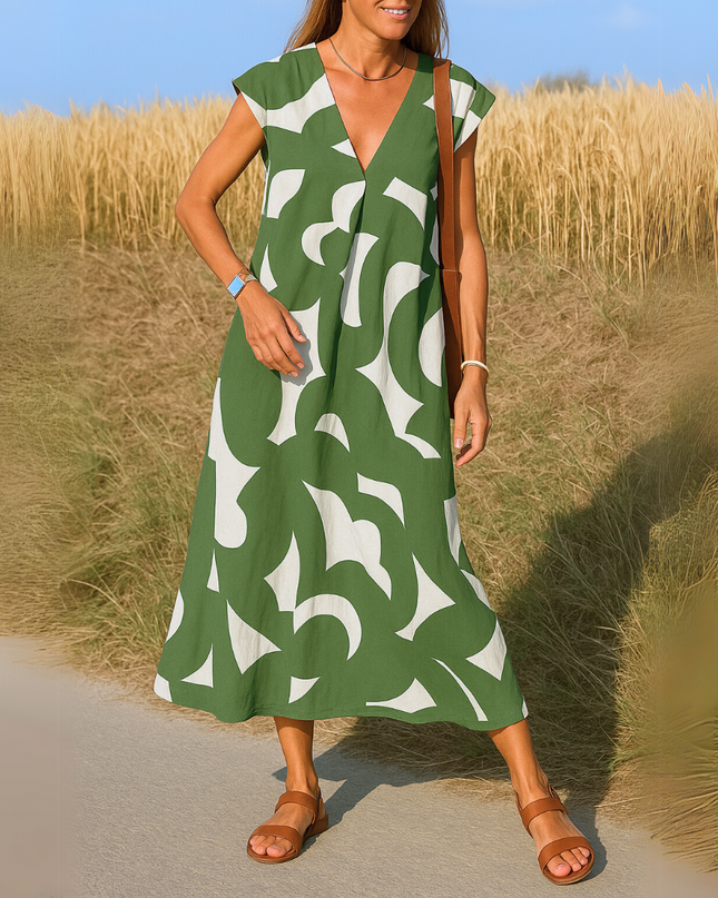 Azura™ – Ibiza Style Bequemes und Fließendes Kleid mit V-Ausschnitt