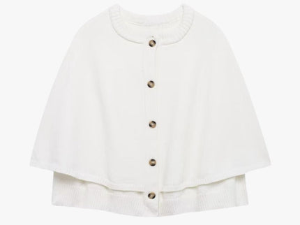 Chloë | Strick-Cape mit Knöpfen und Gestuftem Saum
