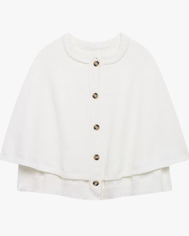 Chloë | Strick-Cape mit Knöpfen und Gestuftem Saum