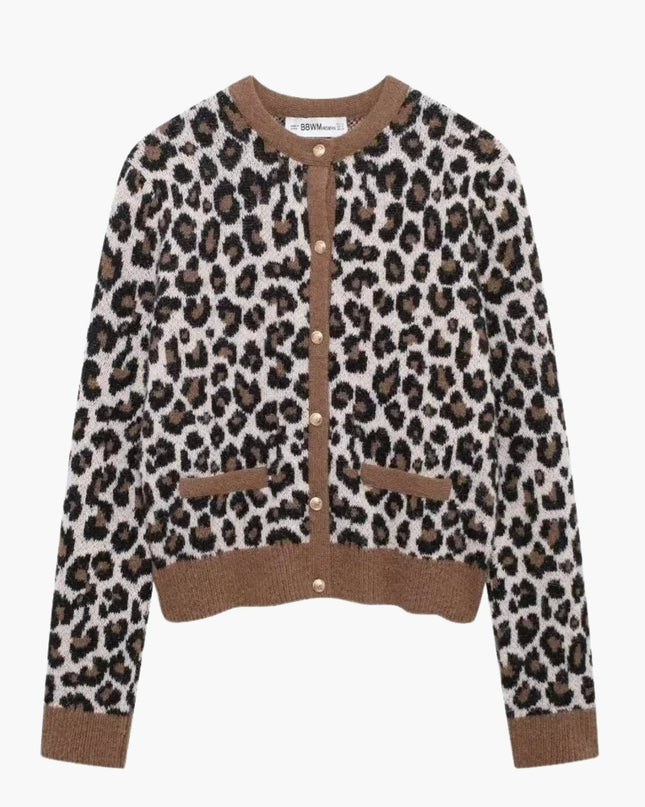 Nicole | Leopard Print Strickjacke