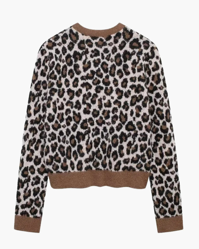 Nicole | Leopard Print Strickjacke