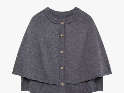 Chloë | Strick-Cape mit Knöpfen und Gestuftem Saum