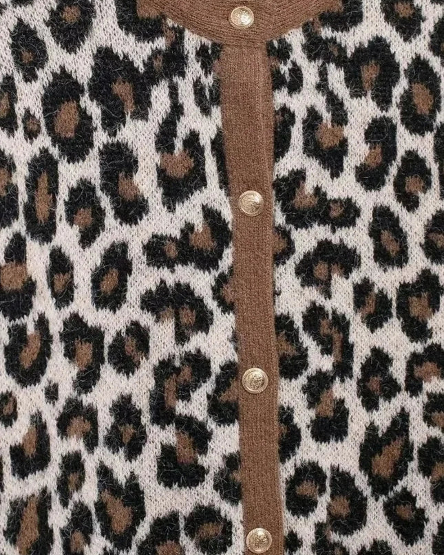 Nicole | Leopard Print Strickjacke