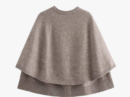 Chloë | Strick-Cape mit Knöpfen und Gestuftem Saum