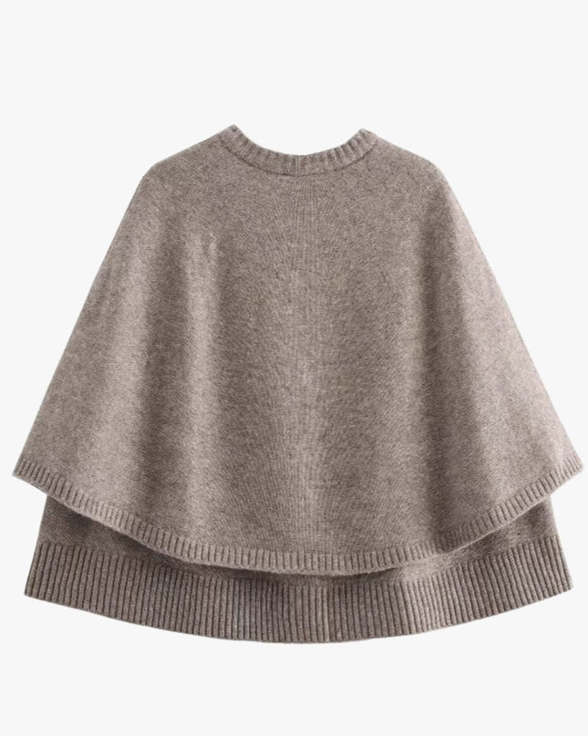 Chloë | Strick-Cape mit Knöpfen und Gestuftem Saum