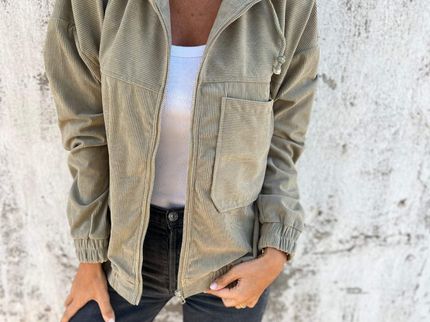 Renate™ | Cord-Kapuzenjacke mit Reißverschluss