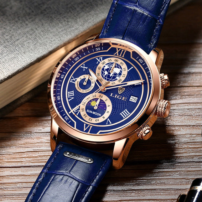Chronographuhr mit Premium-Lederarmband