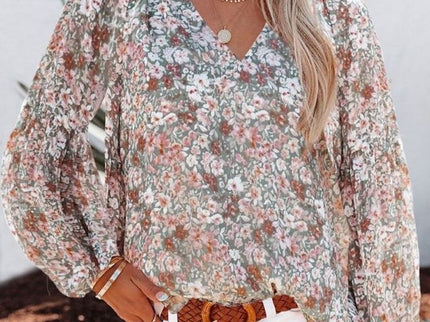 Fiona | Leichte Bluse mit Blumenmuster und Trompetenärmeln - Stilvoll und Luftig