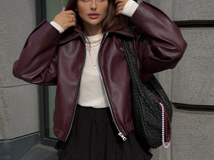 Trendige Bordeaux Lederjacke