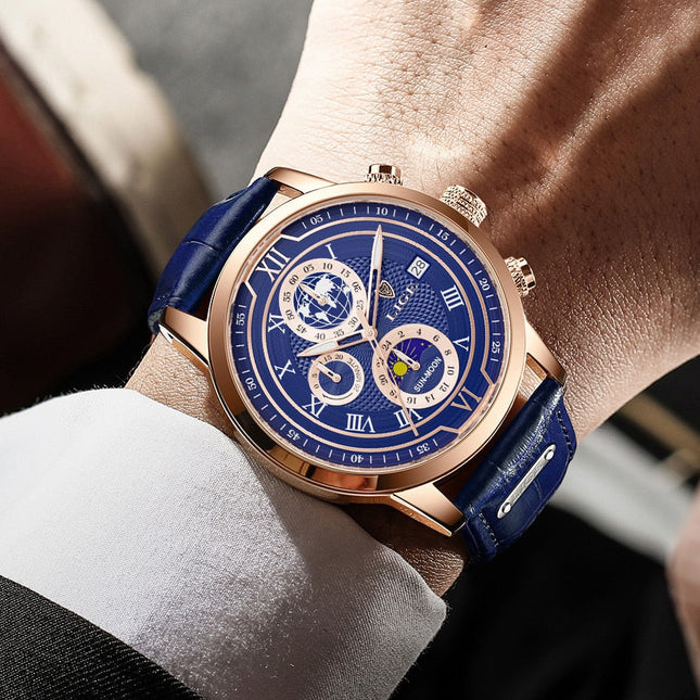 Chronographuhr mit Premium-Lederarmband