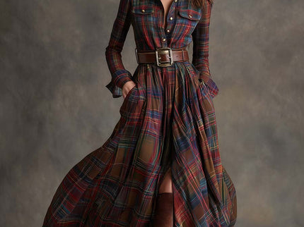 Giulietta – Maxikleid mit Karomuster und Gürtel
