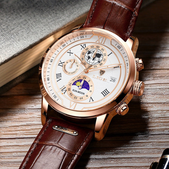 Chronographuhr mit Premium-Lederarmband