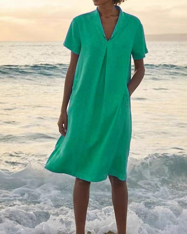 Bettina™ – Damenkleid mit V-Ausschnitt und Taschen