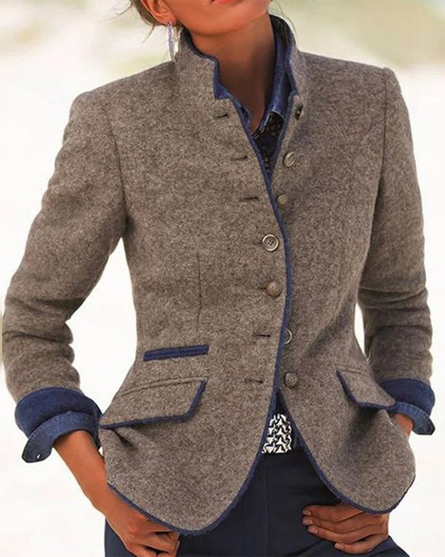 Schicke langärmelige Strickjacke in Uni-Farbe für modebewusste Frauen