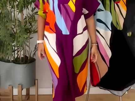 Leafara™ - Lockeres Kleid mit farbenfrohem Blattmuster