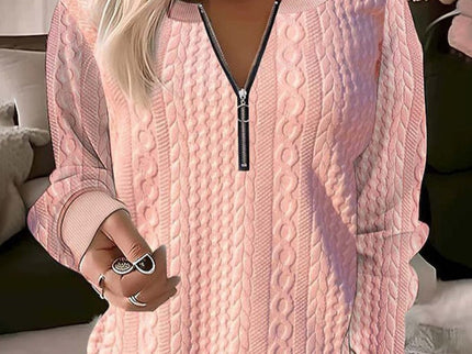 Adriana - Stylischer lässiger Strickpullover mit modischem halben Reißverschluss
