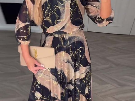 Verelle™ – Elegantes Kleid mit Print & Dreiviertelärmeln