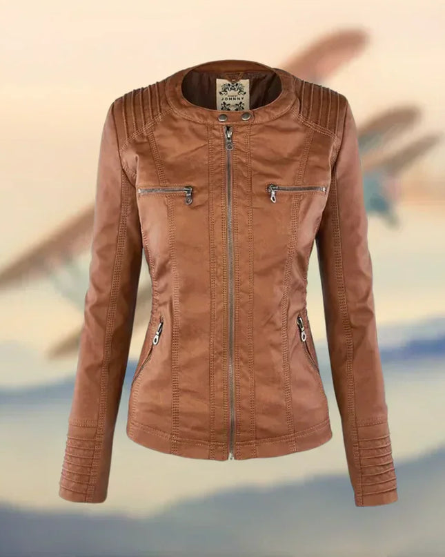 Amélie™ - Premium Lederjacke mit Kapuze