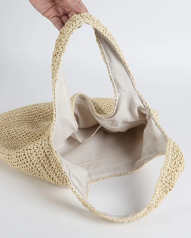 Elegante Stroh-Strandtasche