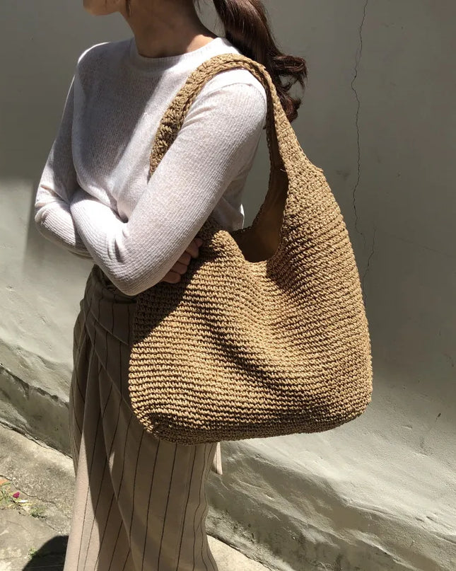 Elegante Stroh-Strandtasche