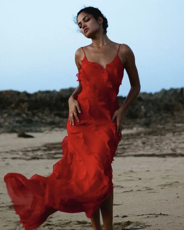 Rote Chiffon-Unterkleider für Damen