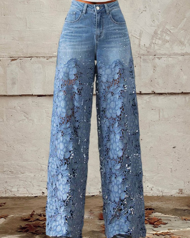 Britta | Damenjeans mit Spitze und Patchwork