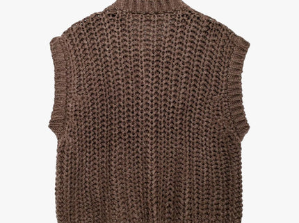Kyra | Ärmellose Strickweste mit Goldenen Knöpfen