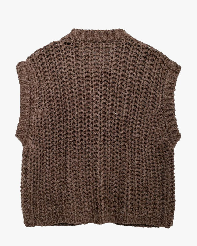Kyra | Ärmellose Strickweste mit Goldenen Knöpfen