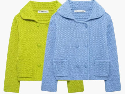 Dietlinde | Texturierte zweireihige Strickjacke