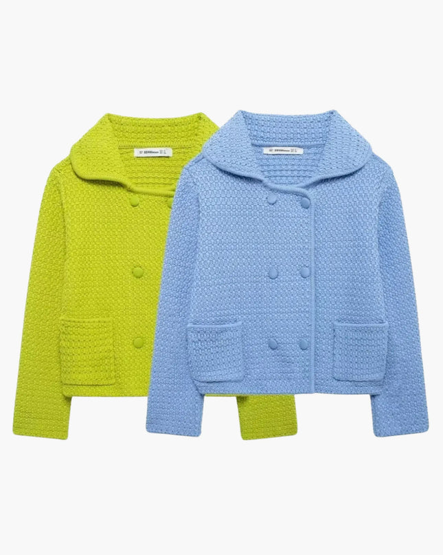Dietlinde | Texturierte zweireihige Strickjacke