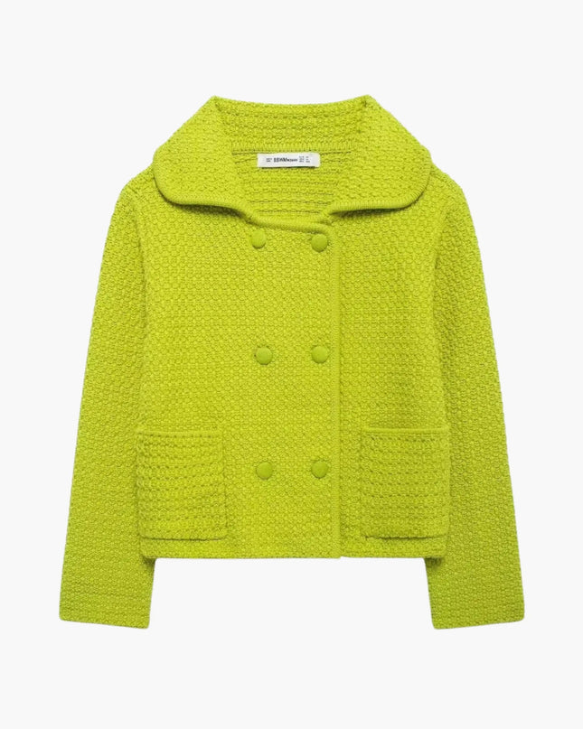 Dietlinde | Texturierte zweireihige Strickjacke