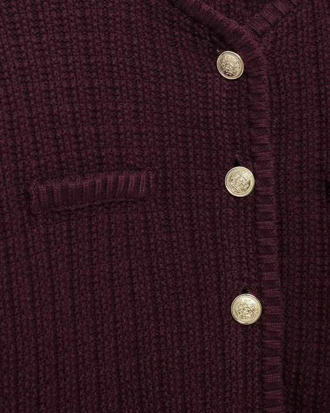 Senta | Strukturierte Strickjacke mit goldenen Knöpfen