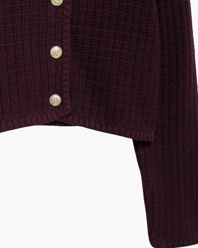 Senta | Strukturierte Strickjacke mit goldenen Knöpfen