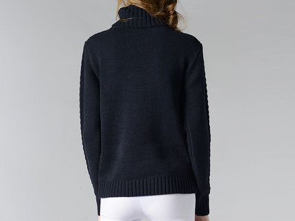 Damen Rollkragenpullover mit langen Ärmeln und Kabelstrick